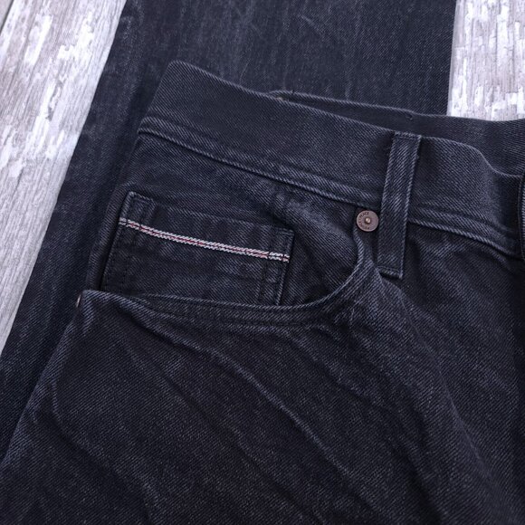 People For Peace Jeans Mens 33x34 Slim Straight Selvedge Black 12oz Denim Pants - Picture 6 of 10